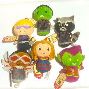 NWT Hallmark Itty Bittys, Set of Six Marvel Plush Bundle